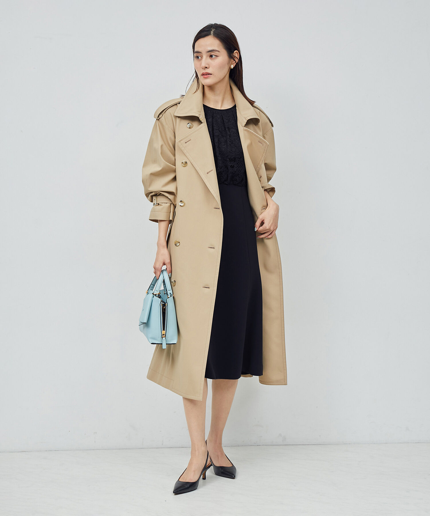 ROPE「【セレモニー対応】レース切り替え トリアセテートワンピース」|ワンピース|