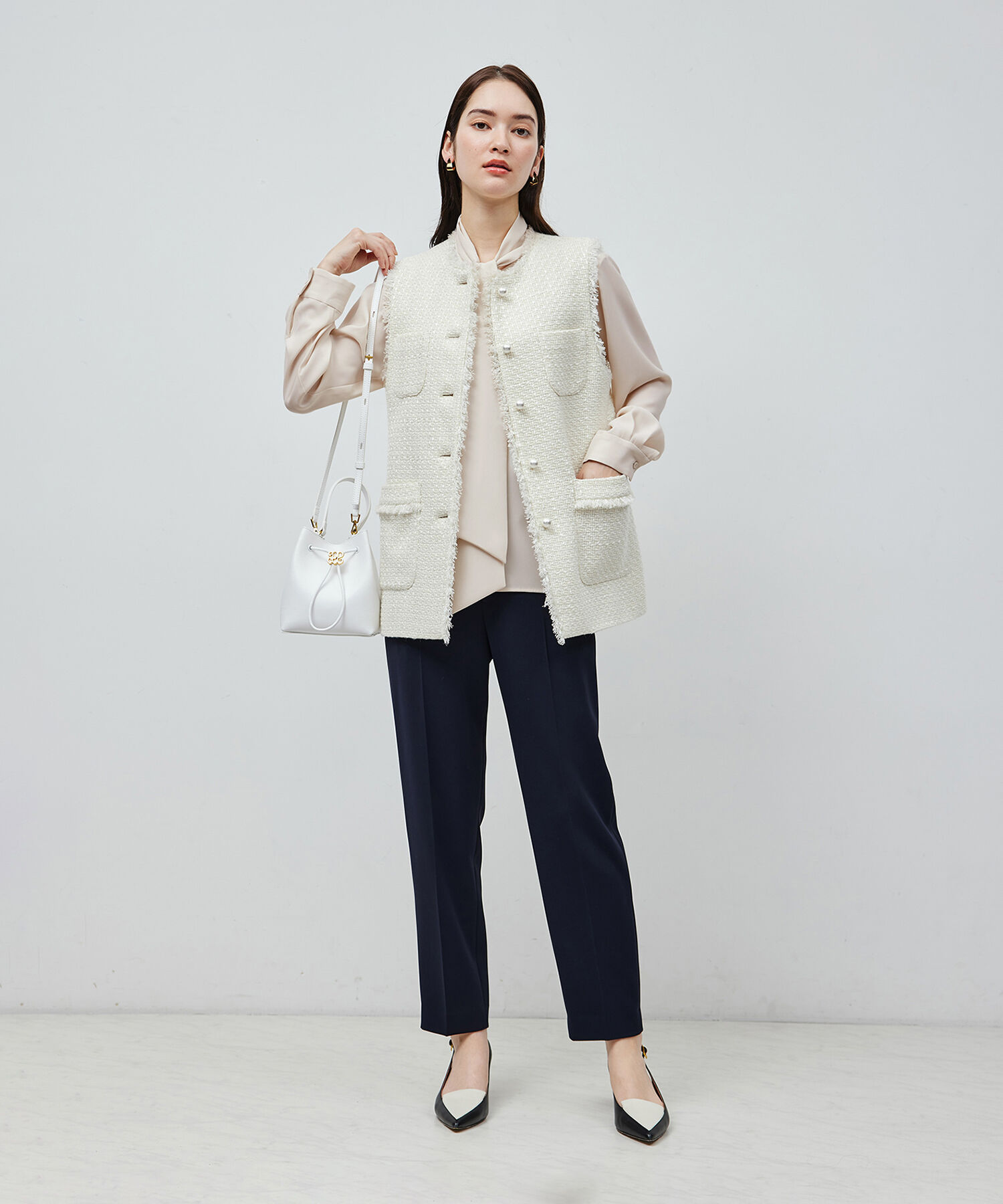 ROPE「ジョーゼットストレッチ ボウタイブラウス【セレモニー対応】【洗える】」|シャツ・ブラウス|