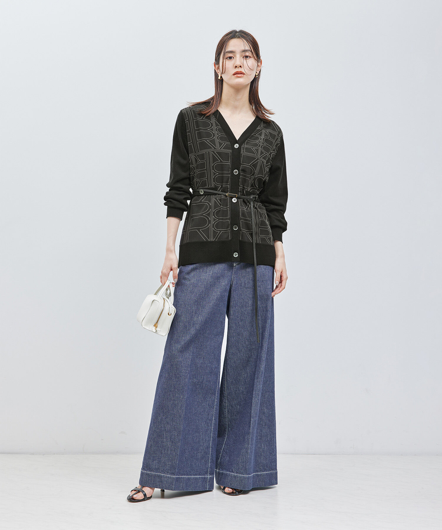 ROPE「【雑誌掲載】モノグラムプリントドッキングカーディガン【セットアップ対応】」|カーディガン|