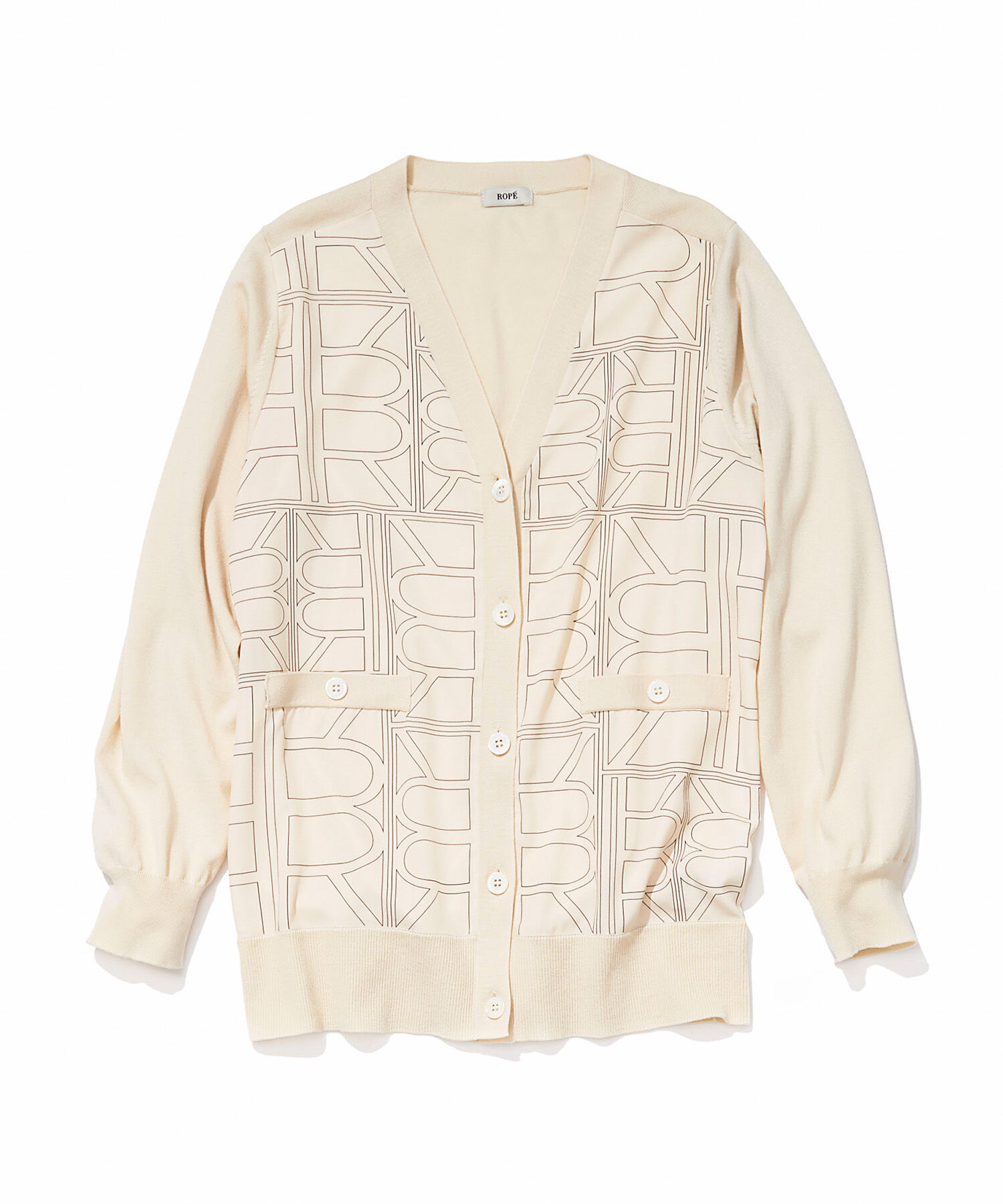 ROPE「【雑誌掲載】モノグラムプリントドッキングカーディガン【セットアップ対応】」|カーディガン|