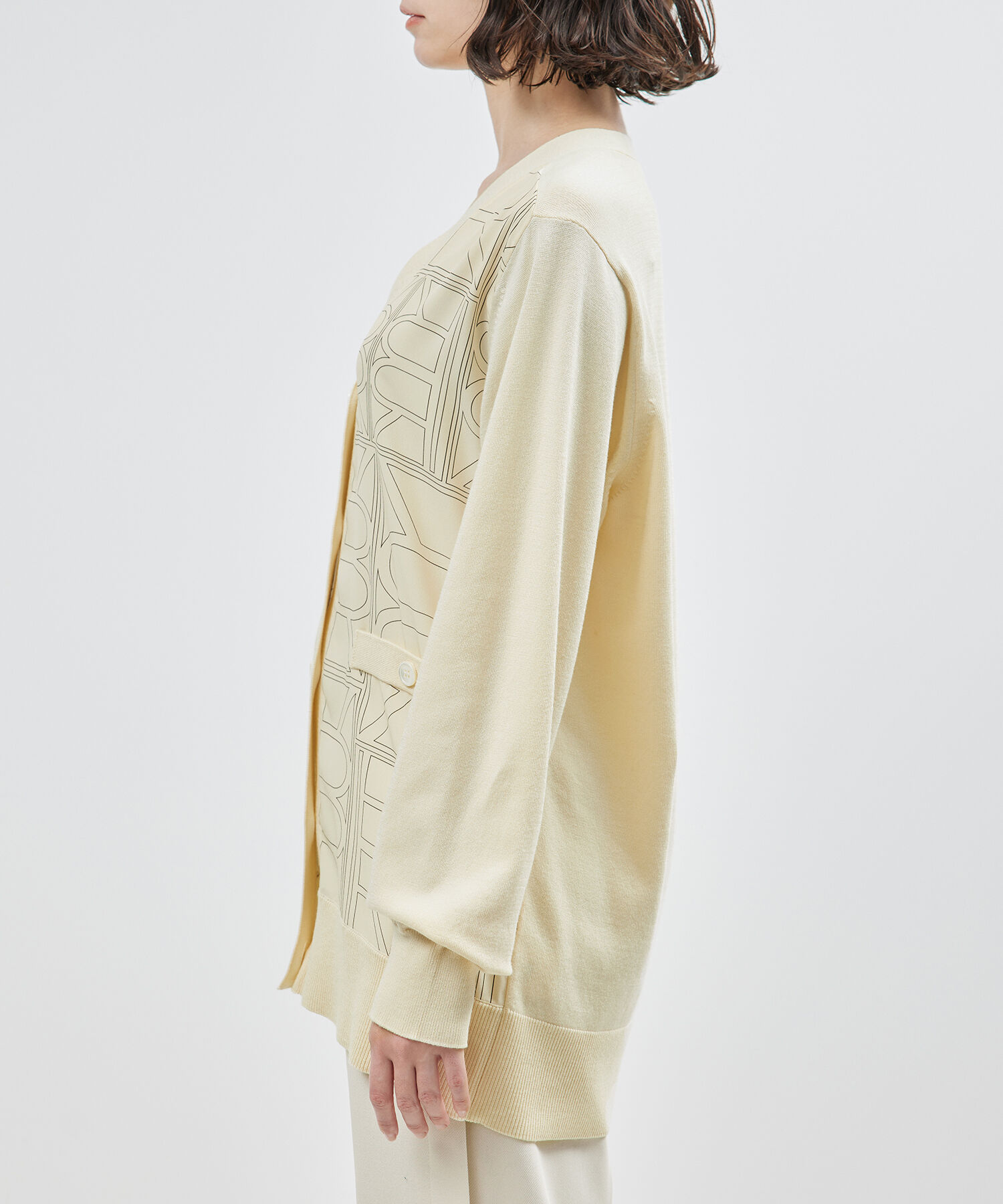 ROPE「【雑誌掲載】モノグラムプリントドッキングカーディガン【セットアップ対応】」|カーディガン|
