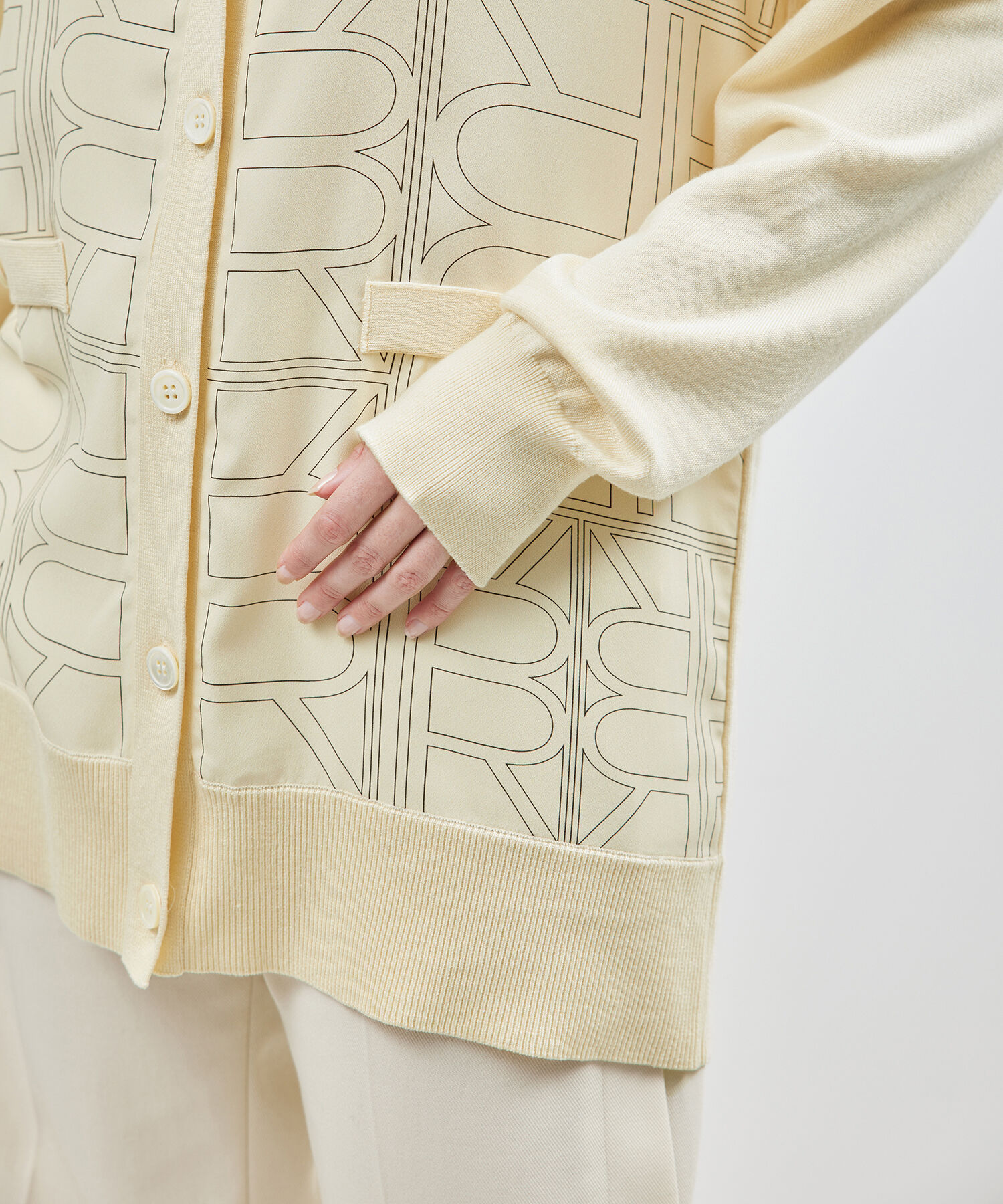 ROPE「【雑誌掲載】モノグラムプリントドッキングカーディガン【セットアップ対応】」|カーディガン|