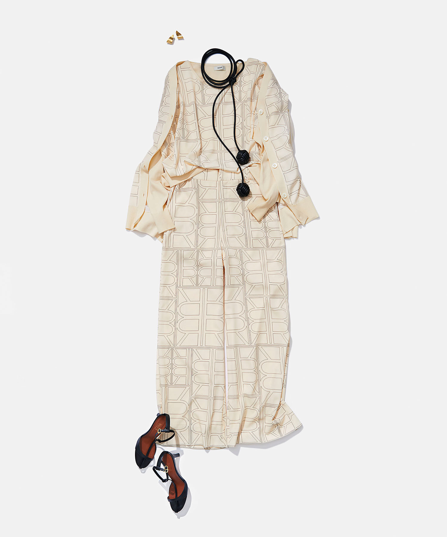 ROPE「【雑誌掲載】モノグラムプリントドッキングカーディガン【セットアップ対応】」|カーディガン|