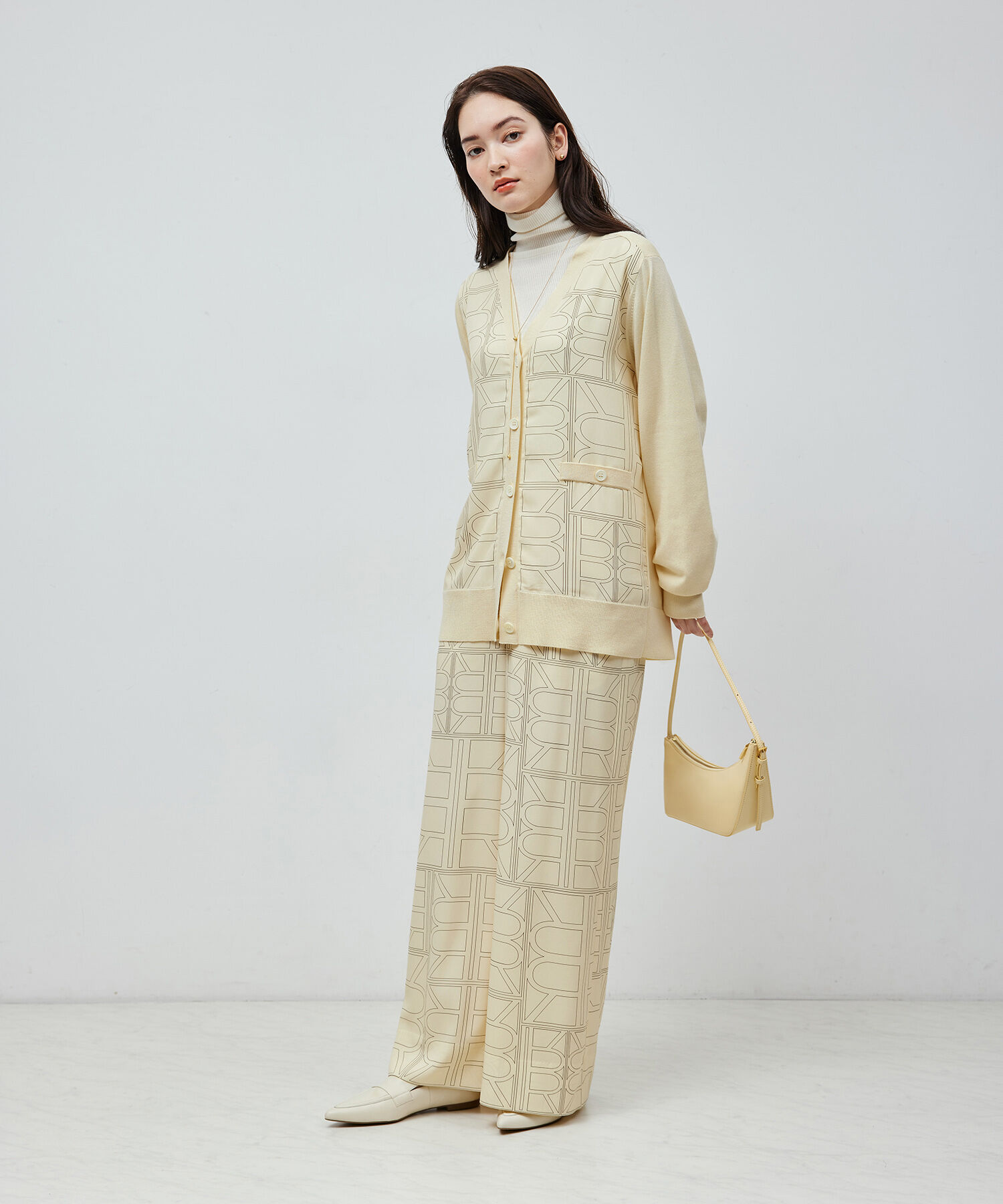 ROPE「【雑誌掲載】モノグラムプリントドッキングカーディガン【セットアップ対応】」|カーディガン|