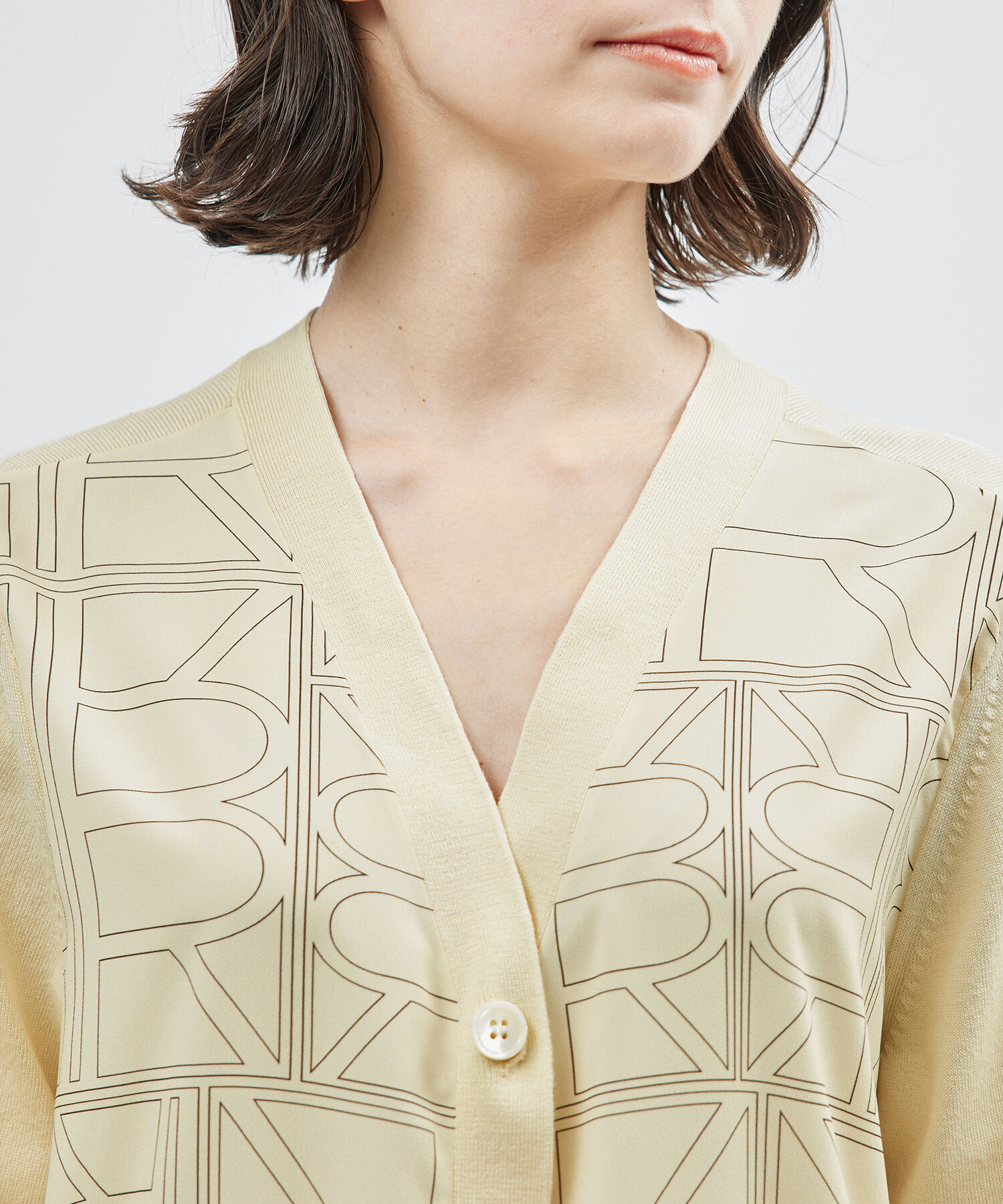 ROPE「【雑誌掲載】モノグラムプリントドッキングカーディガン【セットアップ対応】」|カーディガン|