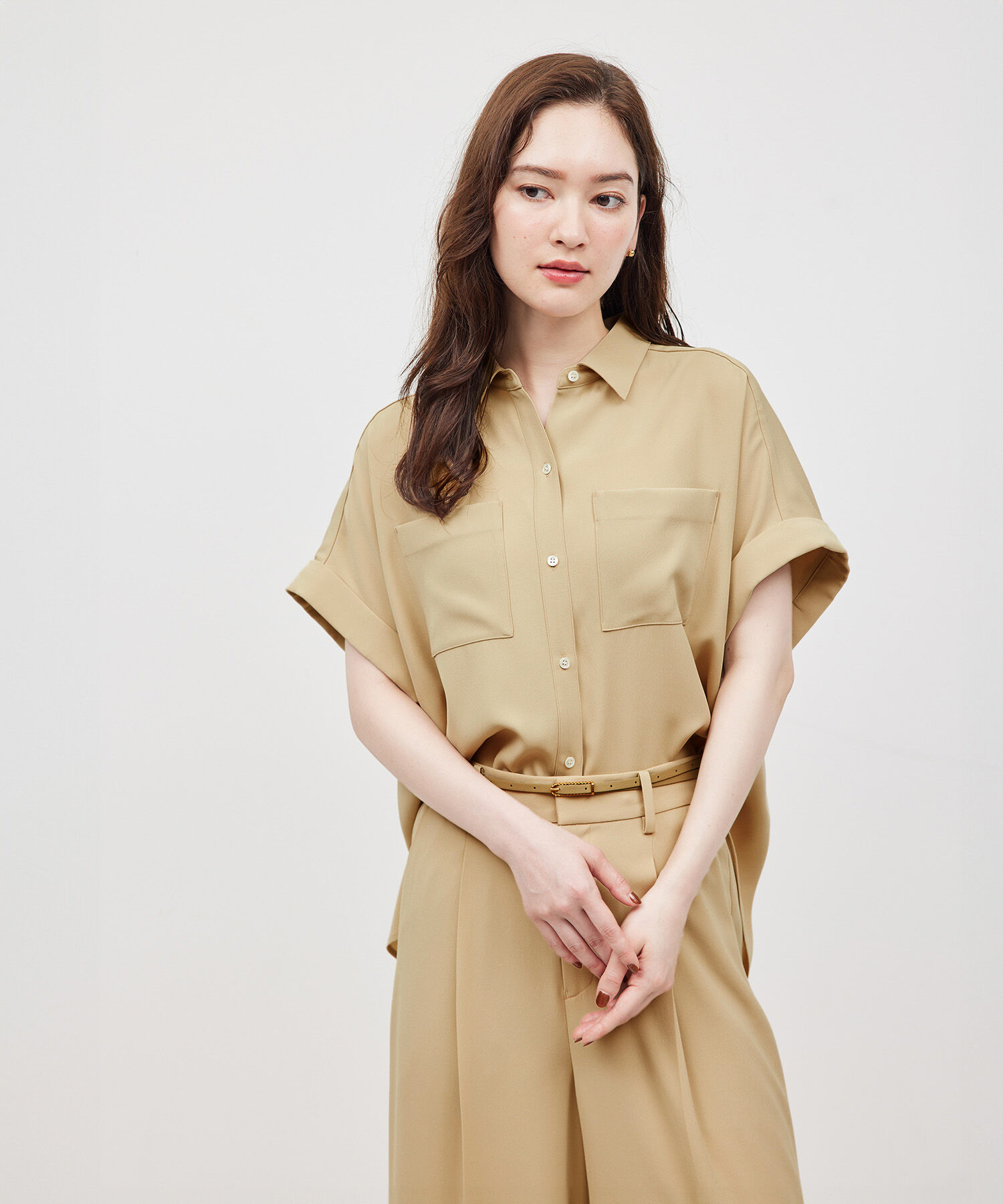 ROPE「【新色追加】トリアセバックサテンフラップシャツ/セットアップ対応【メディア掲載】」|シャツ・ブラウス|