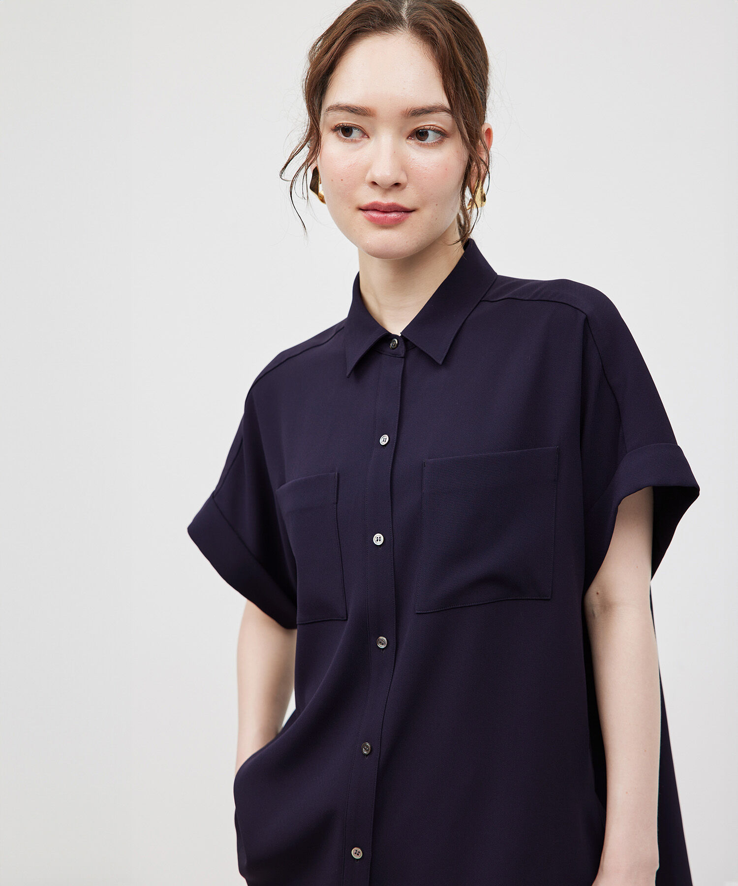 ROPE「【新色追加】トリアセバックサテンフラップシャツ/セットアップ対応【メディア掲載】」|シャツ・ブラウス|