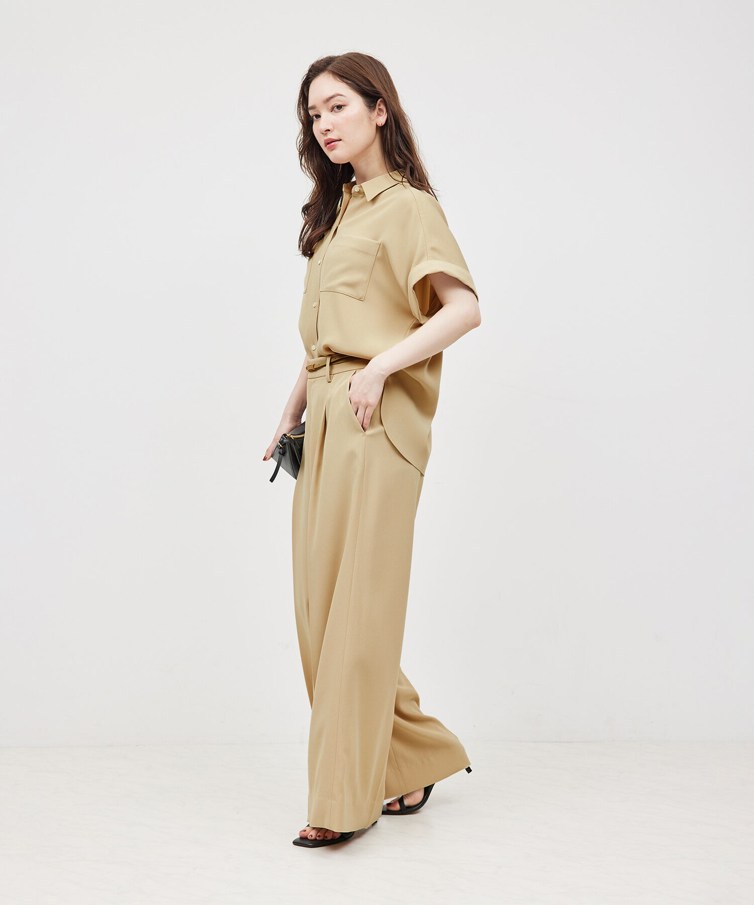 ROPE「【新色追加】トリアセバックサテンフラップシャツ/セットアップ対応【メディア掲載】」|シャツ・ブラウス|