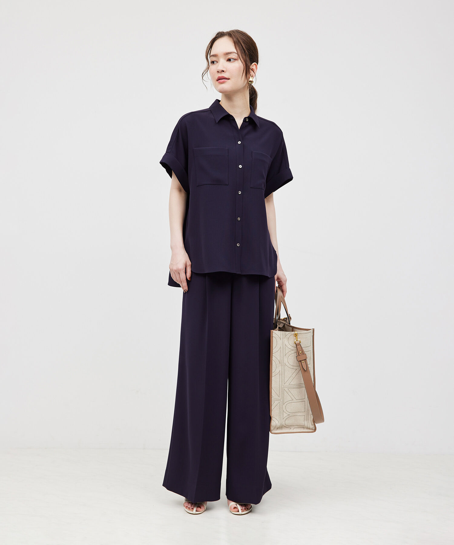 ROPE「【新色追加】トリアセバックサテンフラップシャツ/セットアップ対応【メディア掲載】」|シャツ・ブラウス|