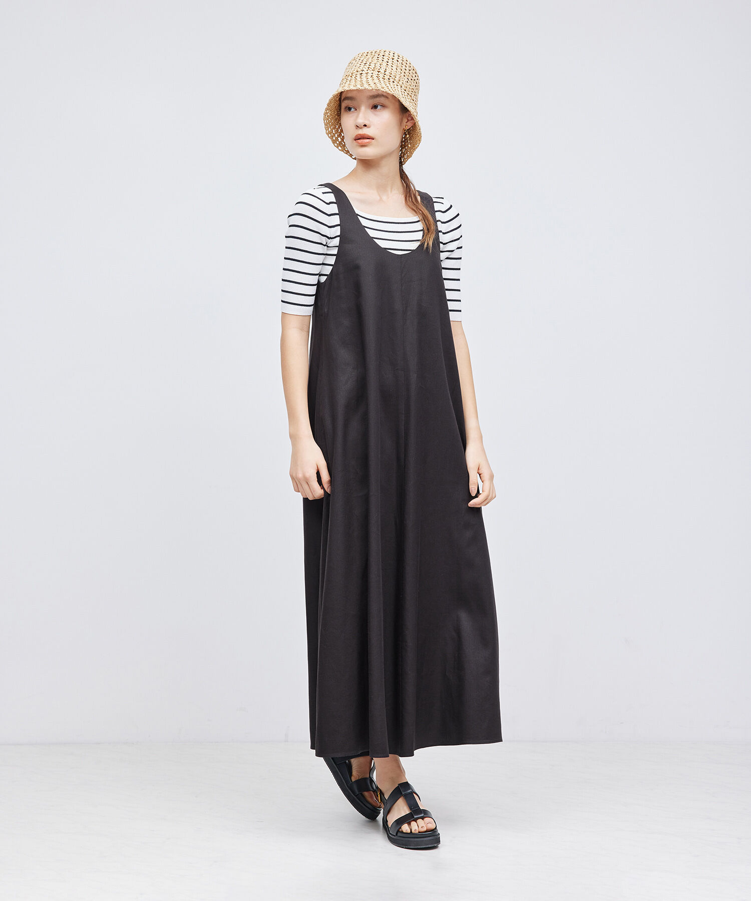 ROPE「レーヨンリネンフレアワンピース」|ワンピース|