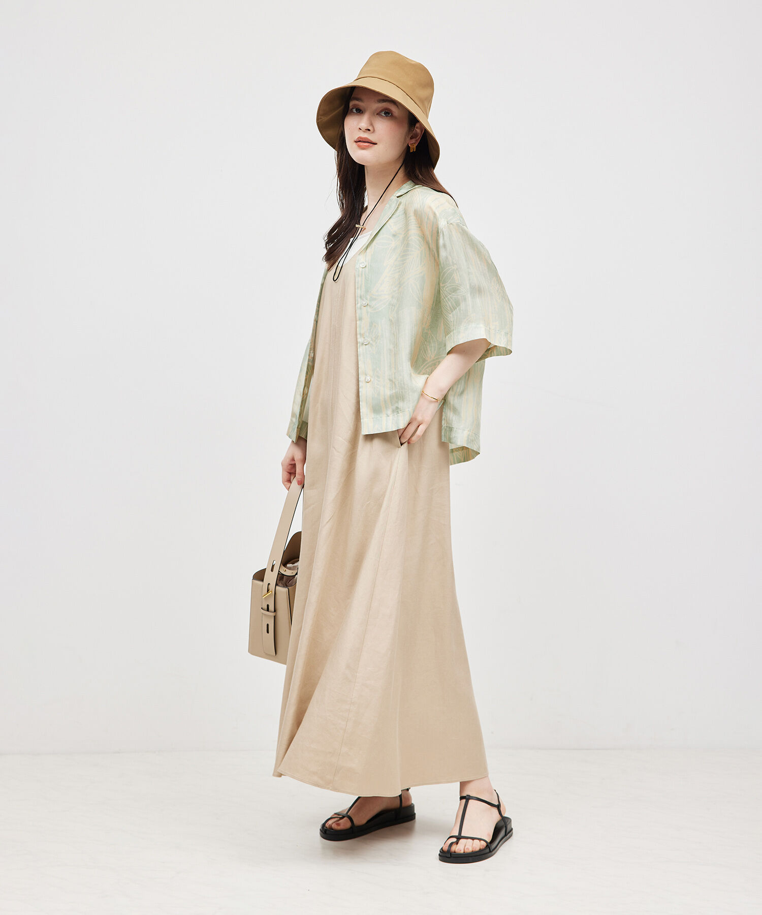 ROPE「【IPEKER】ニュアンスボタニカル開襟シャツ」|シャツ・ブラウス|