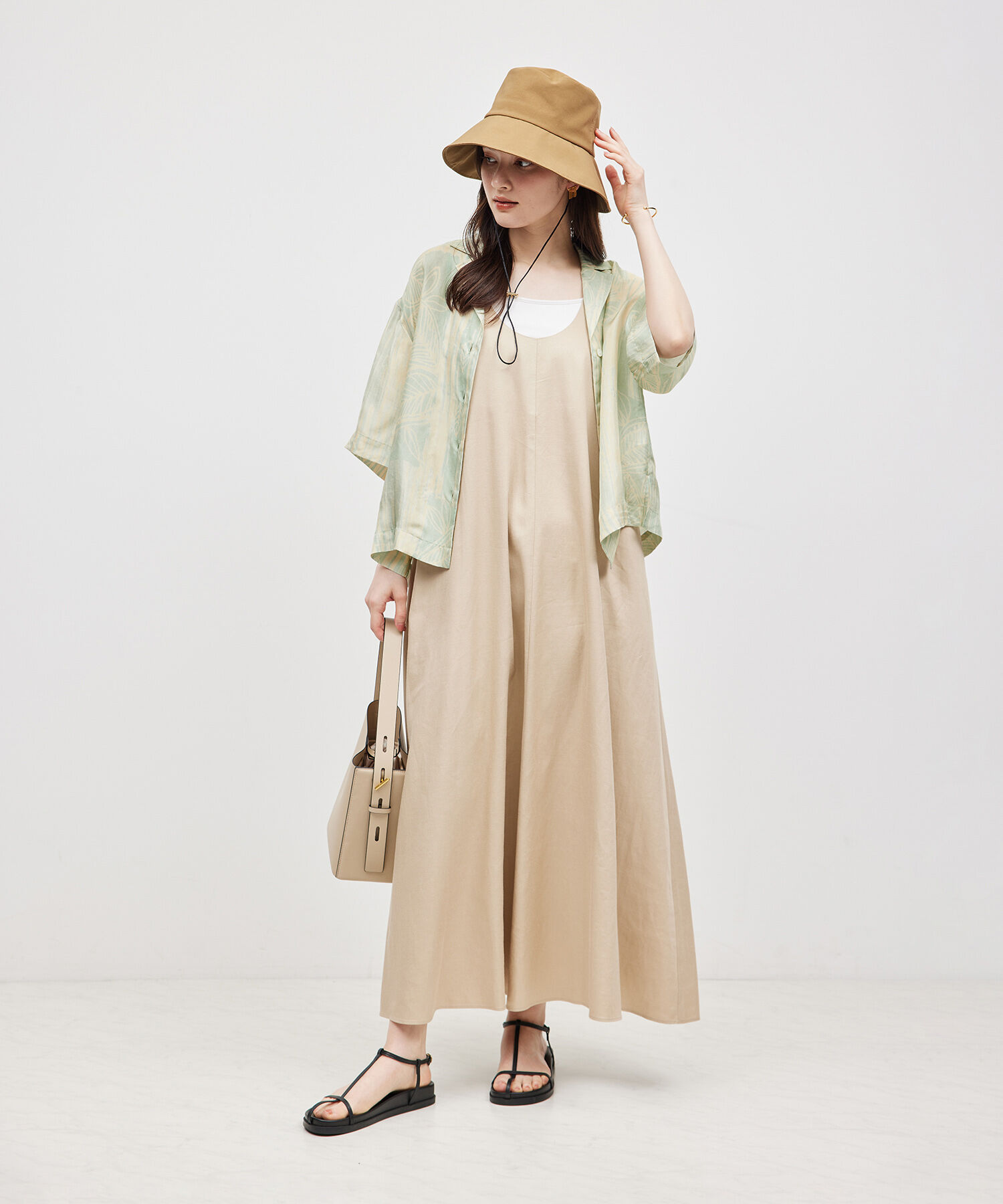 ROPE「【IPEKER】ニュアンスボタニカル開襟シャツ」|シャツ・ブラウス|