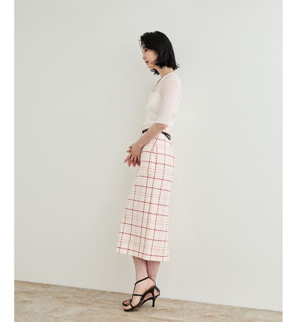 ROPE「【洗える】ツイードチェック ポケット付きタイトスカート」|スカート|