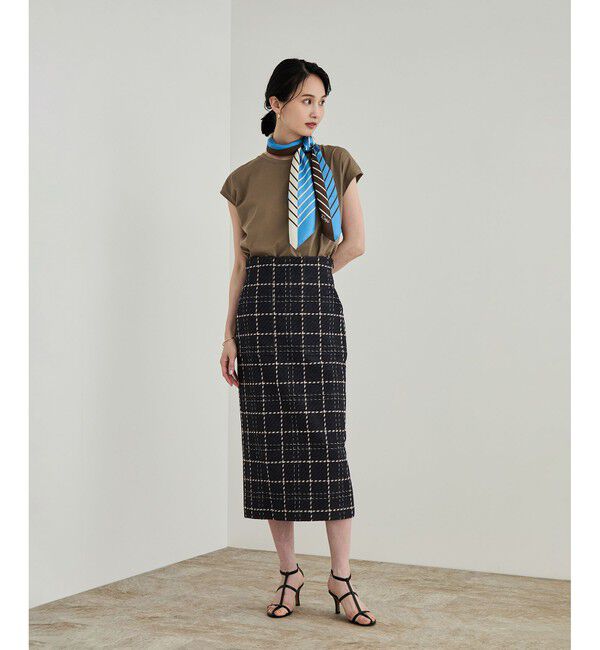 ROPE「【洗える】ツイードチェック ポケット付きタイトスカート」|スカート|