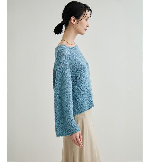 ROPE「【洗える】スラブリネン ボートネックプルオーバー」|ニット・セーター|