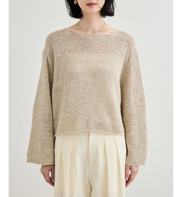 ROPE「【洗える】スラブリネン ボートネックプルオーバー」|ニット・セーター|