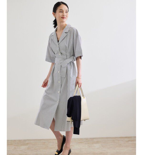 ROPE「【洗える】シャツワンピース（無地・ストライプ）」|ワンピース|ホワイト系(11)