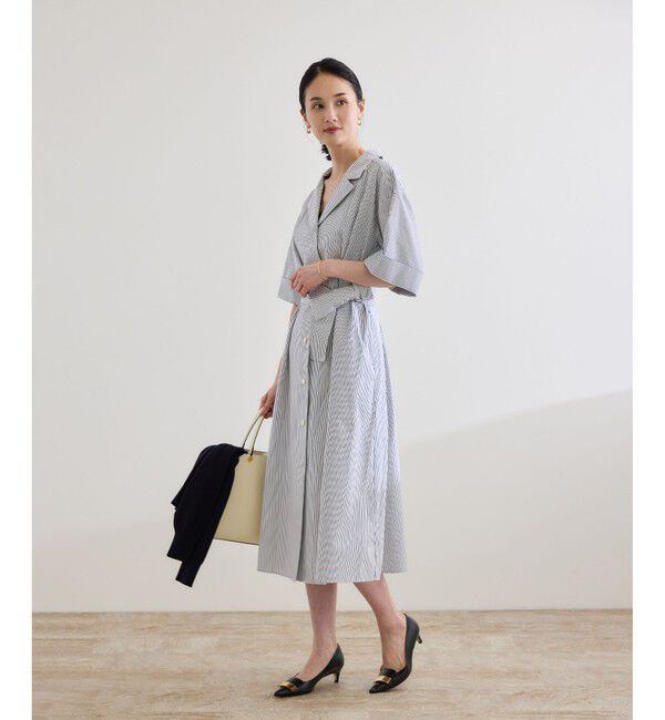 ROPE「【洗える】シャツワンピース（無地・ストライプ）」|ワンピース|