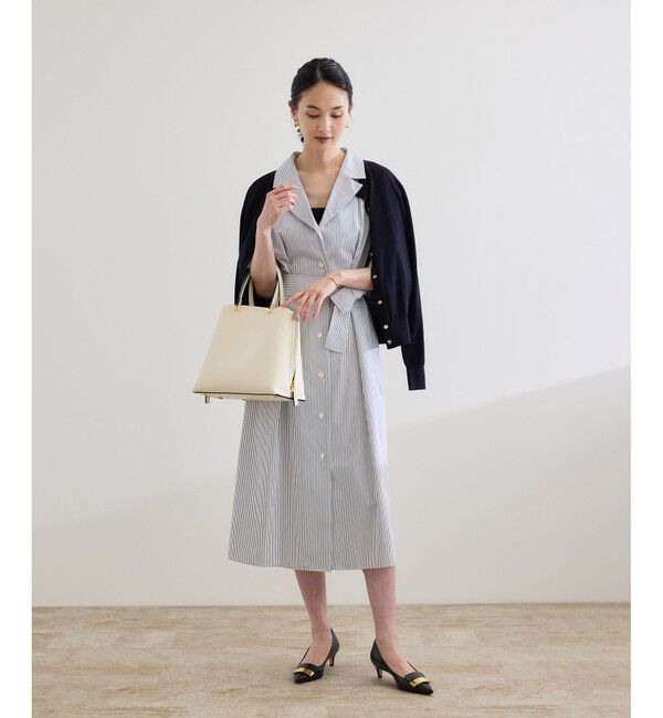 ROPE「【洗える】シャツワンピース（無地・ストライプ）」|ワンピース|