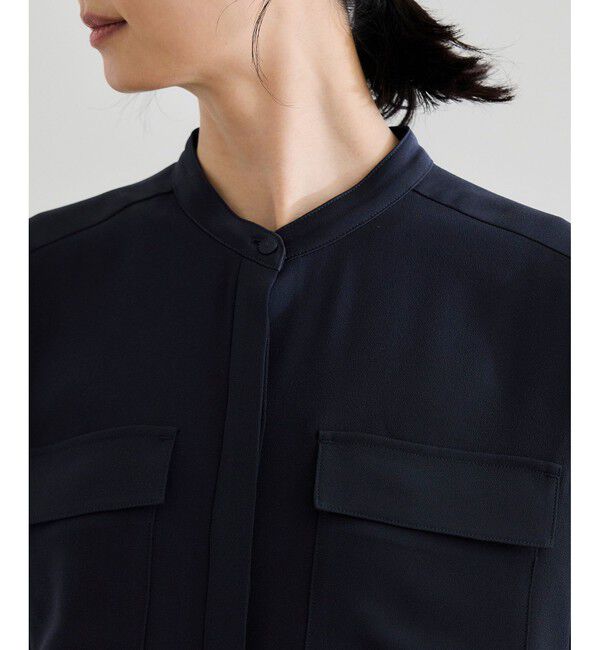 ROPE「【洗える・カセット服】バックサテンフラップブラウス/お仕事・通勤・セットアップ対応【ドラマ着用】」|シャツ・ブラウス|