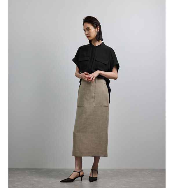 ROPE「【洗える・カセット服】バックサテンフラップブラウス/お仕事・通勤・セットアップ対応【ドラマ着用】」|シャツ・ブラウス|