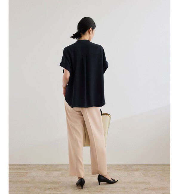 ROPE「【洗える・カセット服】バックサテンフラップブラウス/お仕事・通勤・セットアップ対応【ドラマ着用】」|シャツ・ブラウス|