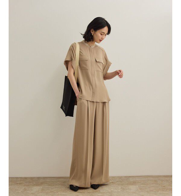 ROPE「【洗える・カセット服】バックサテンフラップブラウス/お仕事・通勤・セットアップ対応【ドラマ着用】」|シャツ・ブラウス|