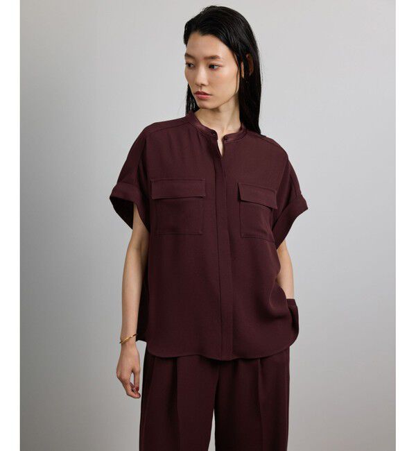 ROPE「【洗える・カセット服】バックサテンフラップブラウス/お仕事・通勤・セットアップ対応【ドラマ着用】」|シャツ・ブラウス|