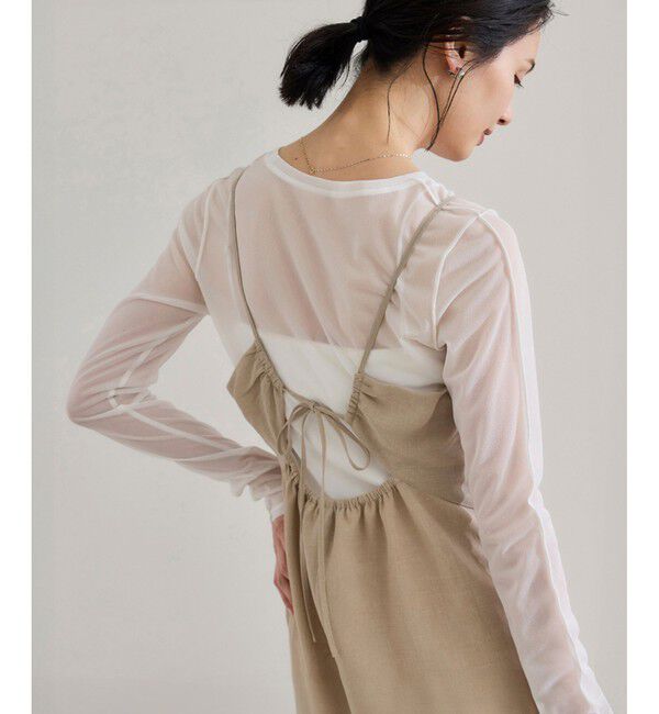 ROPE「【WEB・一部店舗限定】リネンライクキャミソールワンピース/洗える」|ワンピース|ベージュ系(29)