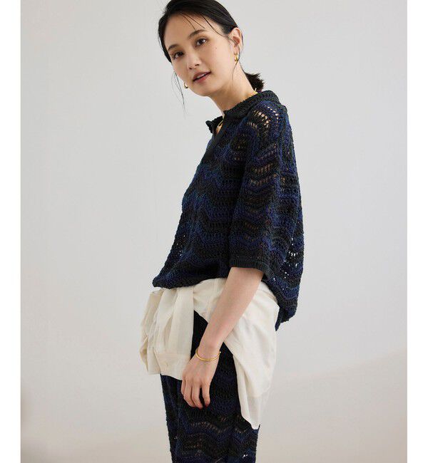 ROPE「【COOHEM（コーヘン）】ZIGZAG SUKASHI KNIT PULLOVER【WEB・一部店舗限定】【一部別注カラー】/洗える」|ポロシャツ|