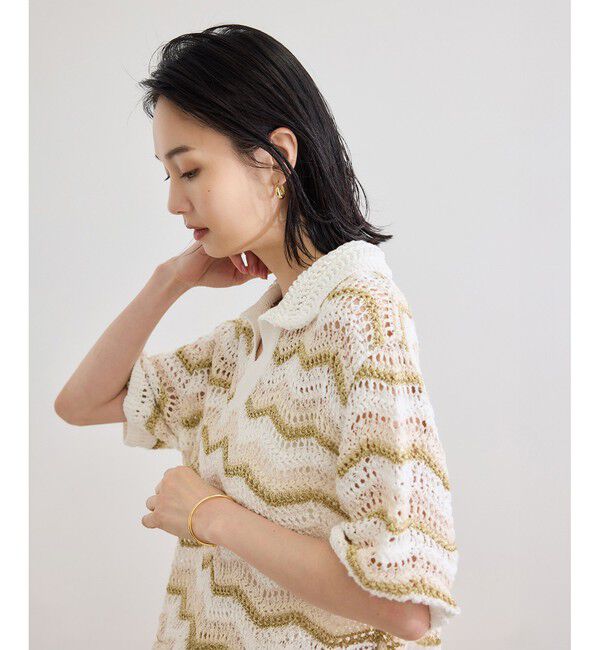 ROPE「【COOHEM（コーヘン）】ZIGZAG SUKASHI KNIT PULLOVER【WEB・一部店舗限定】【一部別注カラー】/洗える」|ポロシャツ|