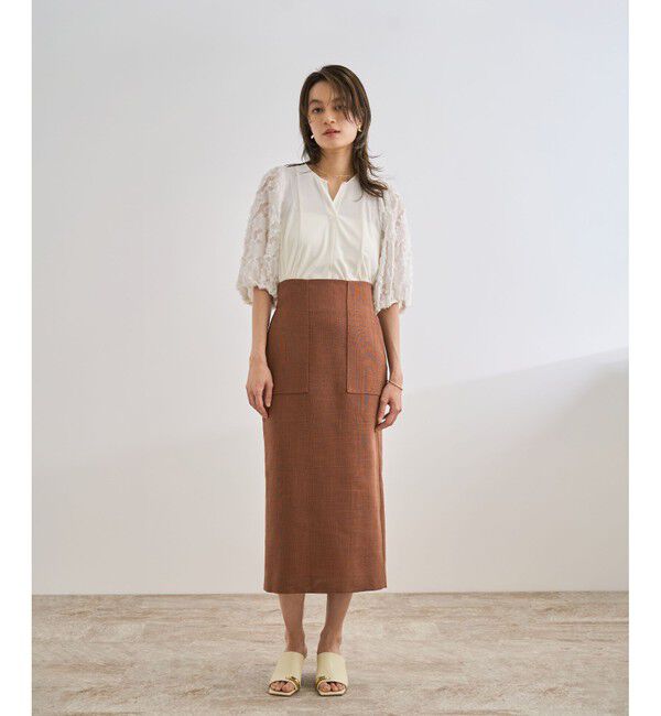 ROPE「ジャガードスリーブコンビブラウス/イージーケア」|シャツ・ブラウス|