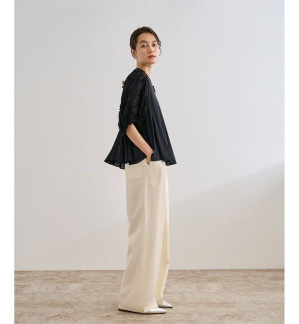 ROPE「ジャガードスリーブコンビブラウス/イージーケア」|シャツ・ブラウス|