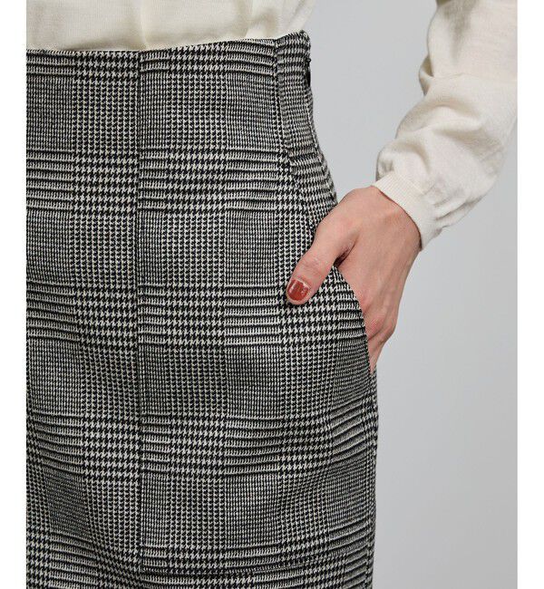 ROPE「[美人スカート]ウールレーヨンポケット付きタイトスカート(ヘリンボーン/グレンチェック)/セットアップ対応」|スカート|