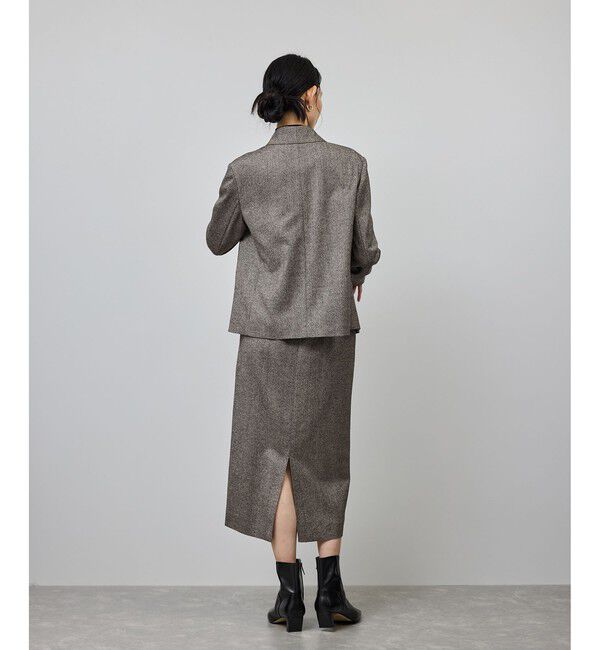 ROPE「[美人スカート]ウールレーヨンポケット付きタイトスカート(ヘリンボーン/グレンチェック)/セットアップ対応」|スカート|