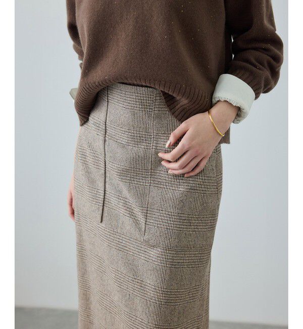 ROPE「[美人スカート]ウールレーヨンポケット付きタイトスカート(ヘリンボーン/グレンチェック)/セットアップ対応」|スカート|