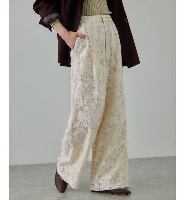 ROPE「フラワーレースイージーパンツ」|その他|ホワイト系(12)