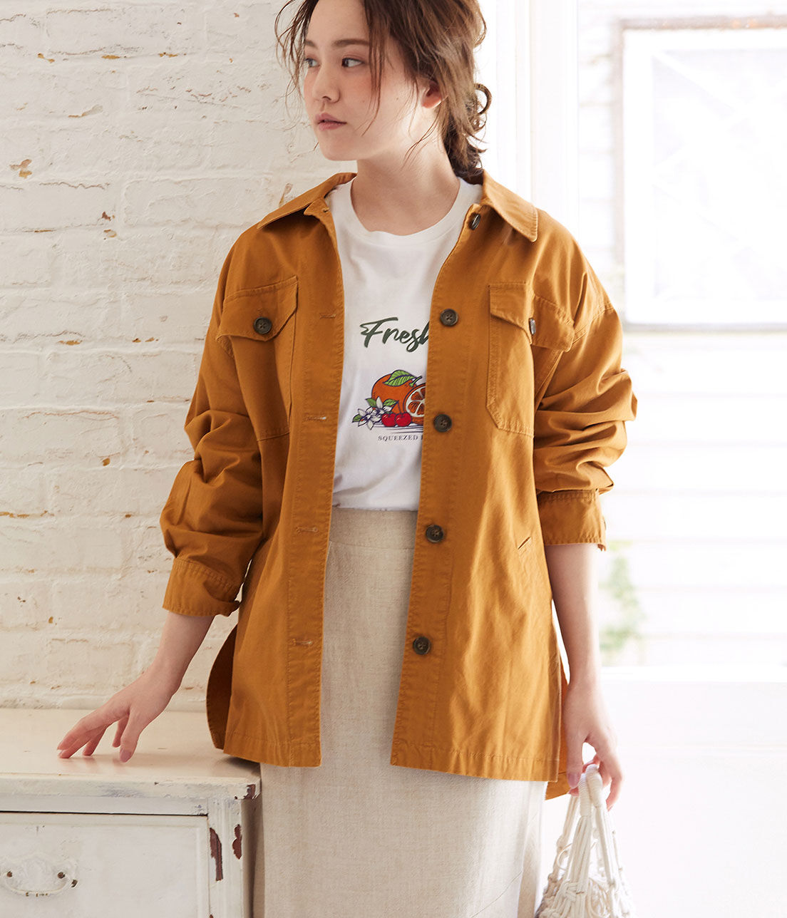 VIS「ボリュームスリーブCPOブルゾン」|ブルゾン・スタジャン|キャメル(25)