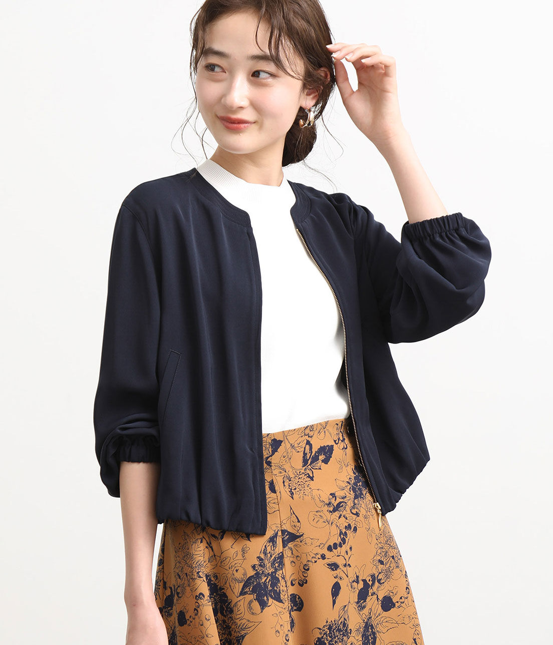 VIS「【UV CARE&COOL TOUCH】ノーカラージップブルゾン」|ブルゾン・スタジャン|