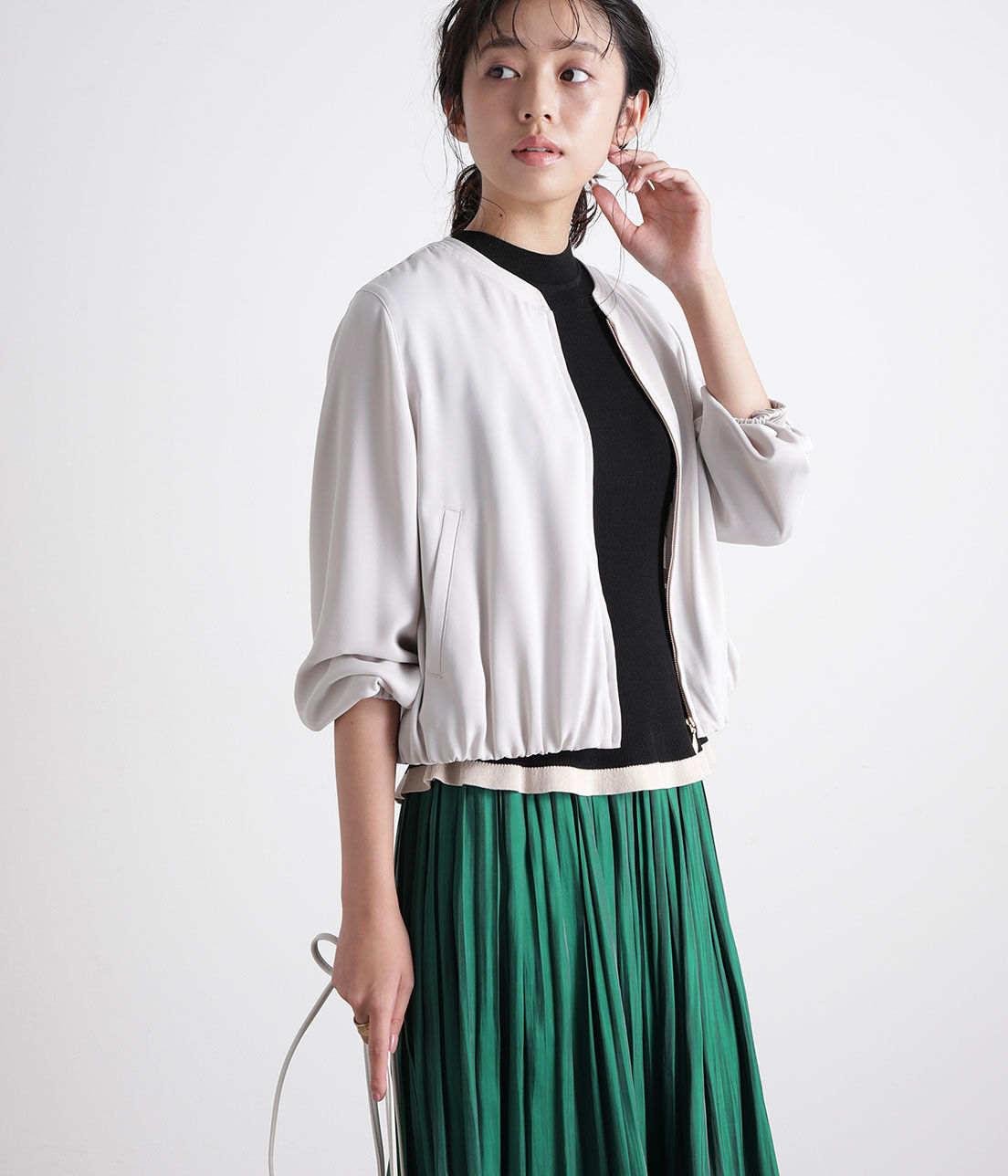 VIS「【UV CARE&COOL TOUCH】ノーカラージップブルゾン」|ブルゾン・スタジャン|