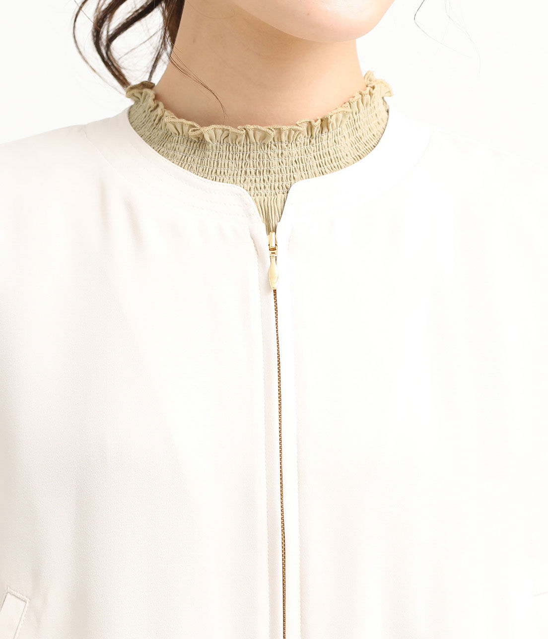 VIS「【UV CARE&COOL TOUCH】ノーカラージップブルゾン」|ブルゾン・スタジャン|