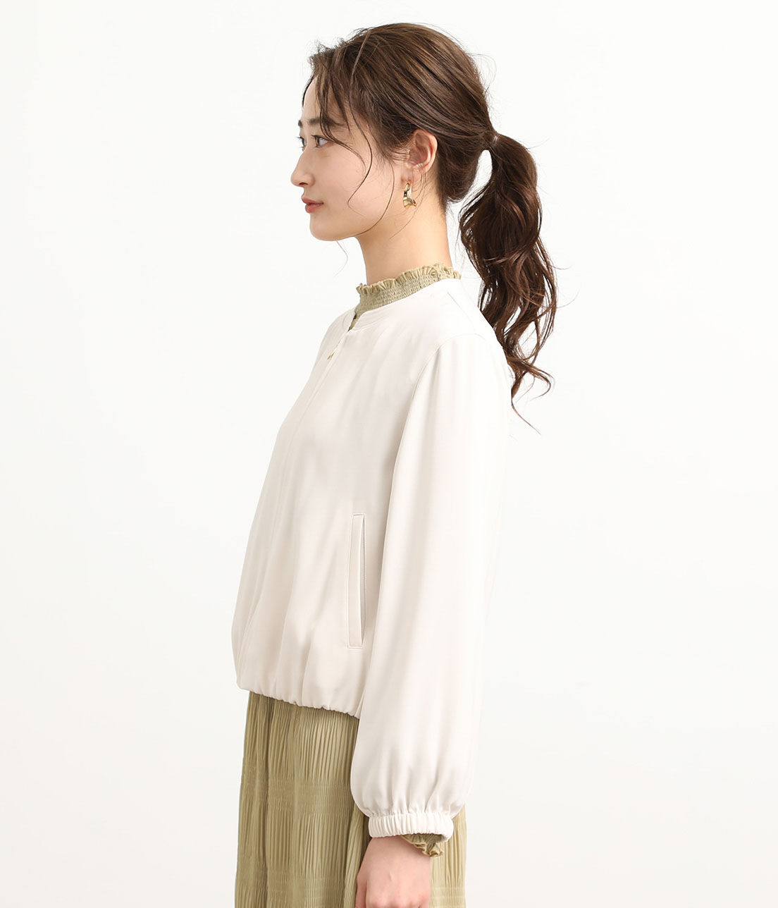 VIS「【UV CARE&COOL TOUCH】ノーカラージップブルゾン」|ブルゾン・スタジャン|