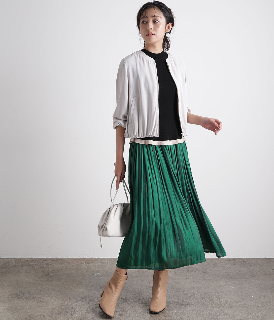 VIS「【UV CARE&COOL TOUCH】ノーカラージップブルゾン」|ブルゾン・スタジャン|