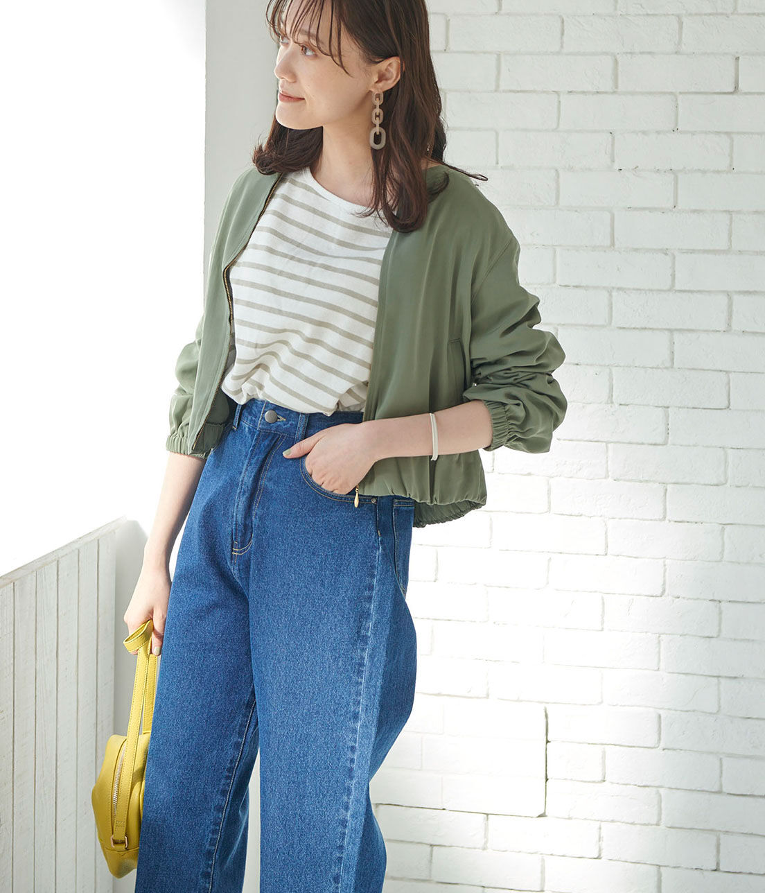 VIS「【UV CARE&COOL TOUCH】ノーカラージップブルゾン」|ブルゾン・スタジャン|