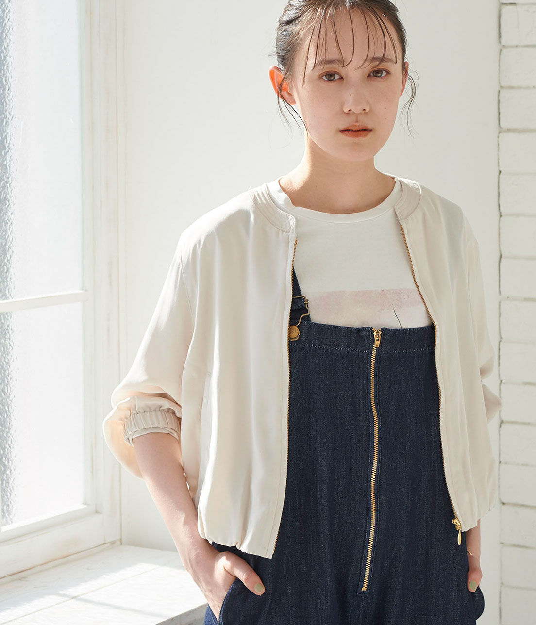 VIS「【UV CARE&COOL TOUCH】ノーカラージップブルゾン」|ブルゾン・スタジャン|