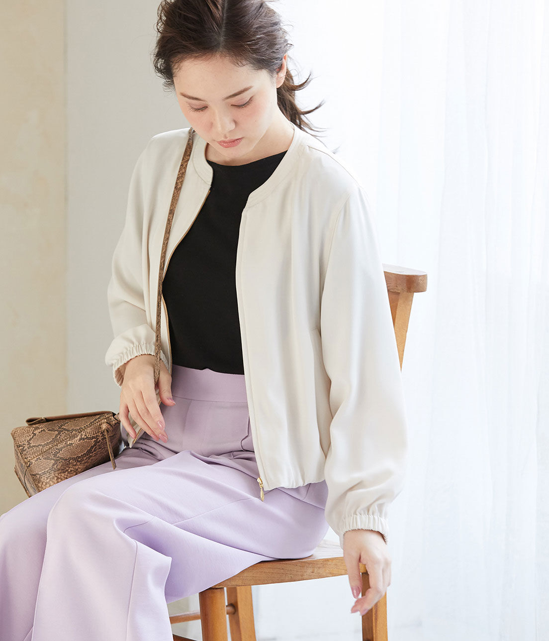 VIS「【UV CARE&COOL TOUCH】ノーカラージップブルゾン」|ブルゾン・スタジャン|