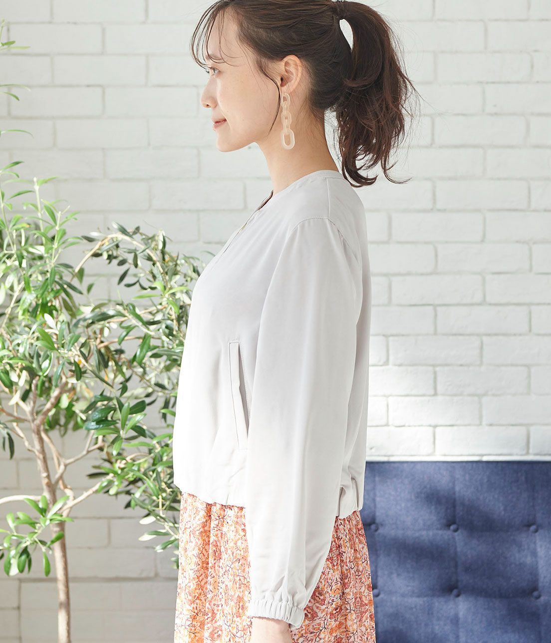 VIS「【UV CARE&COOL TOUCH】ノーカラージップブルゾン」|ブルゾン・スタジャン|