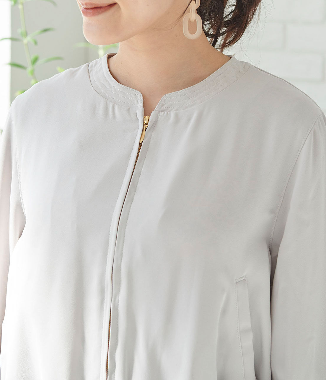 VIS「【UV CARE&COOL TOUCH】ノーカラージップブルゾン」|ブルゾン・スタジャン|