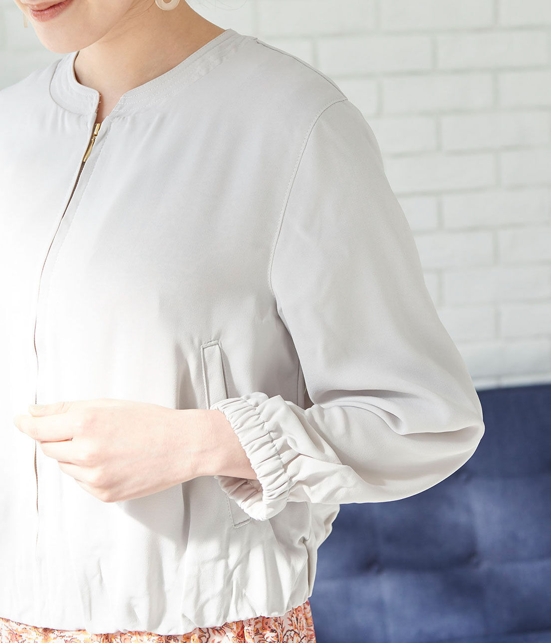 VIS「【UV CARE&COOL TOUCH】ノーカラージップブルゾン」|ブルゾン・スタジャン|