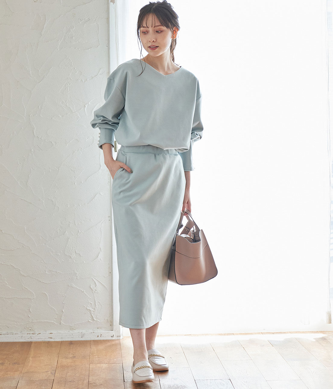 VIS「【WEB限定Lサイズ】【セットアップ対応】エコスエードポンチタイトスカート」|スカート|